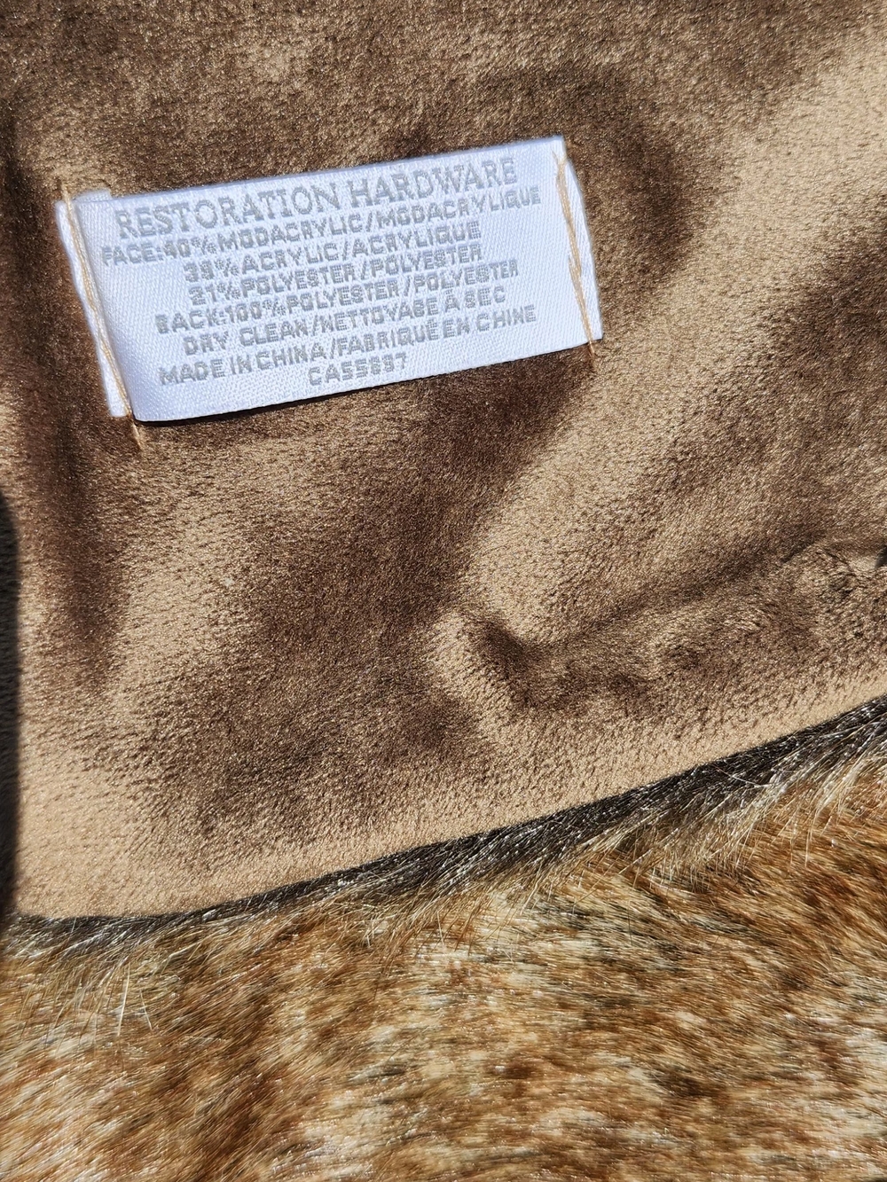 Restoration Hardware Brown Faux Fur Throw Blanket - Picture 4 of 5